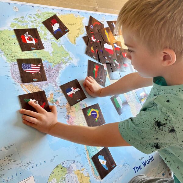 Huge world map with countries and flags cards