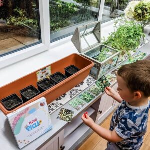 Child learning gardening fruits and vegetables
